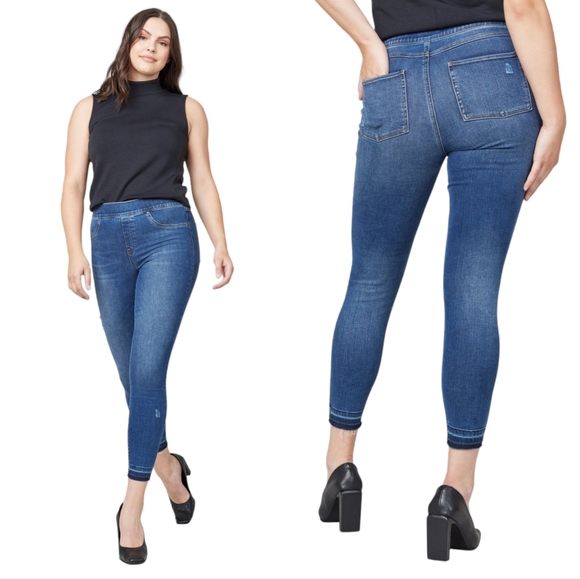 SPANX Pants - SPANX Distressed Ankle Skinny Jeans, Medium Wash